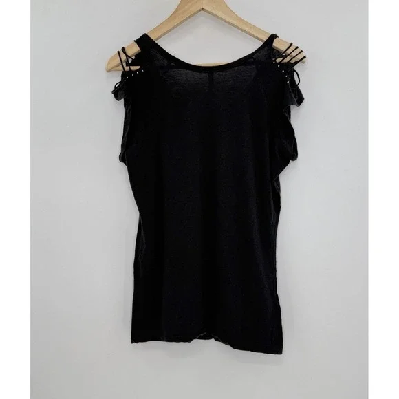 Vtg 2000s Y2K Studded Rose Shirt Tattoo Style See Measure Biker Hipster Grunge - Picture 2 of 8